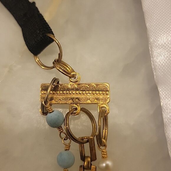 Dauphine New York Gold Goddess Boho Festival Headband HeadPiece Pearl Turquoise